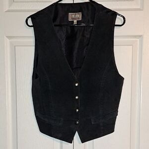 Vintage A.D.A. Black Suede Vest Size M Leather